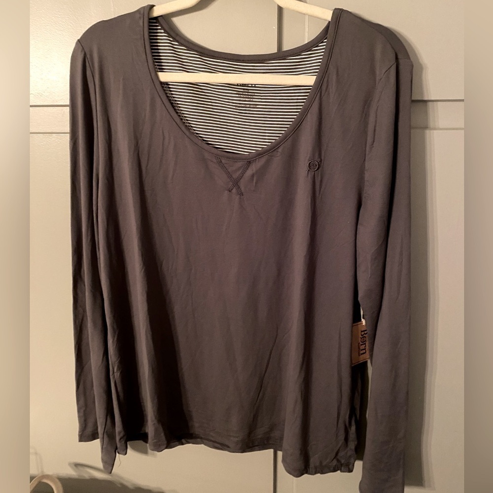 Born Sleepwear NWT Gray Long Sleeve Scoop Neck Lightweight Top Size XXL